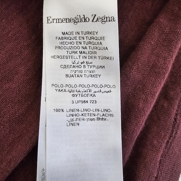 Ermenegildo Zegna Linen Polo Shirt XL Slim Fit Burgundy - Picture 5 of 7